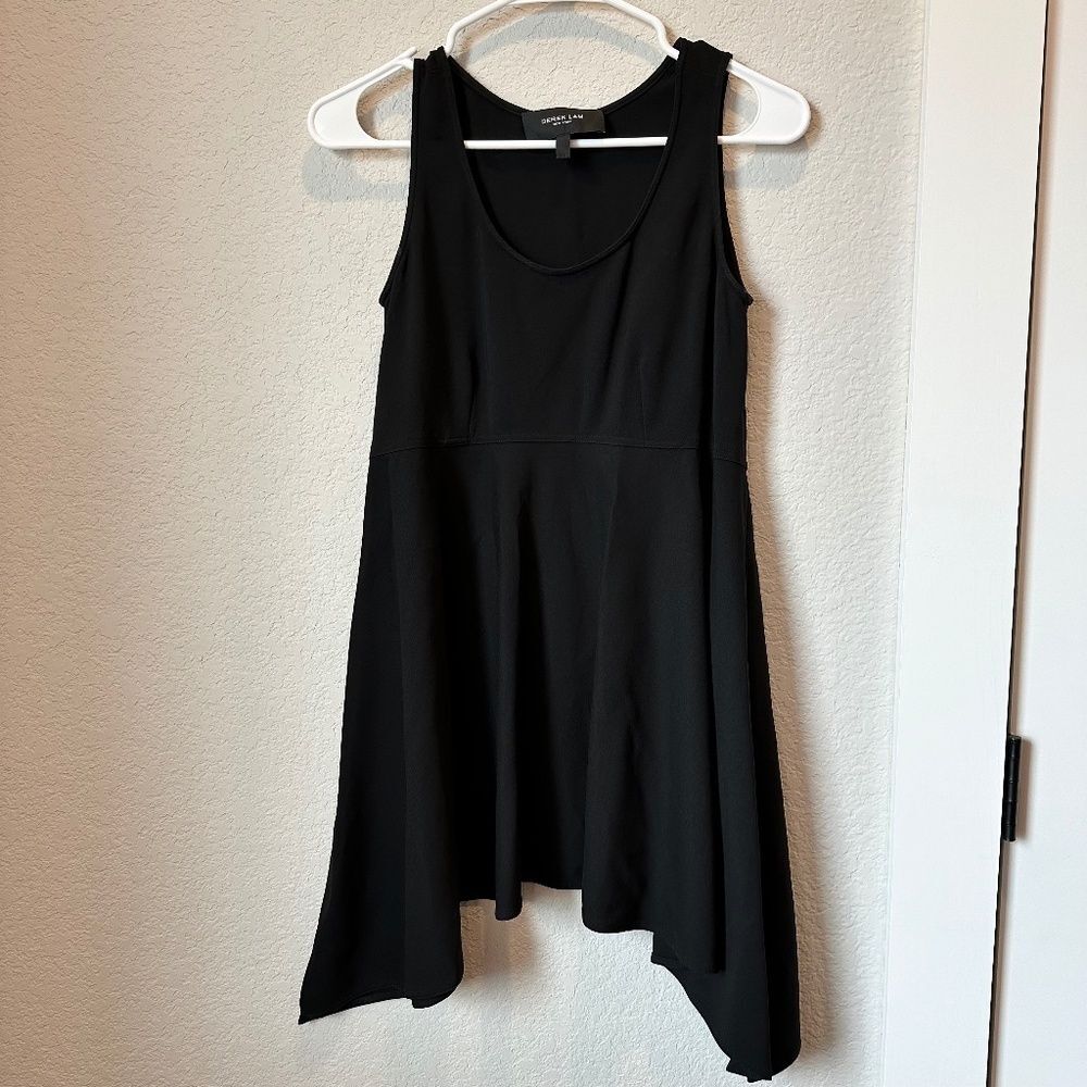 Derek Lam Black Shark Bite Hem Sleeveless A-Line Mini Dress - Size 0 - EUC